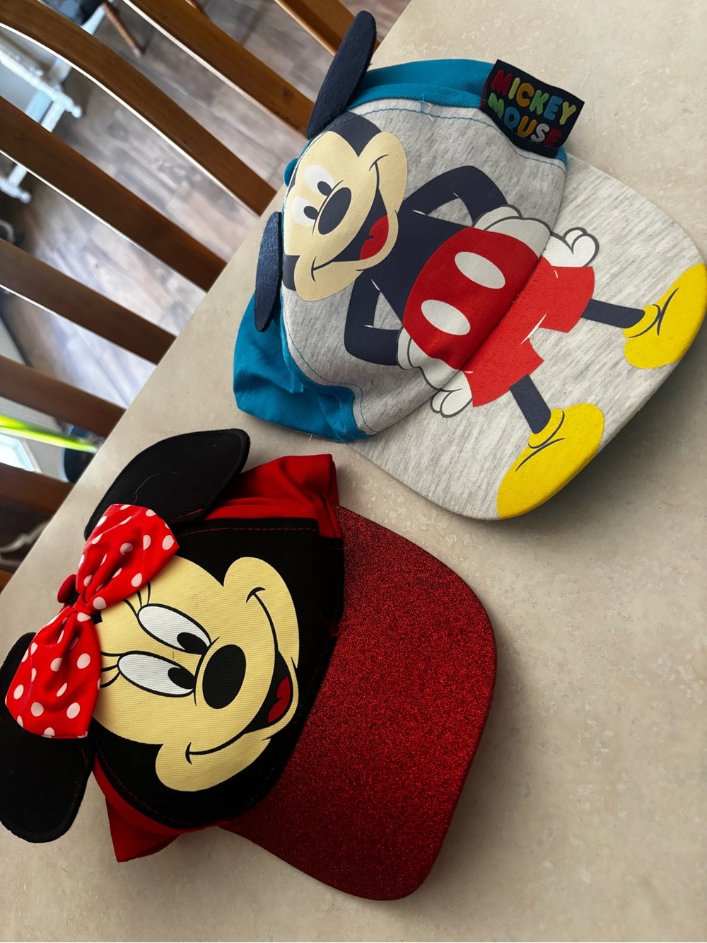 Disney Kids Mickey & Minnie Cartoon Caps - Red, Teal, Yellow, Black